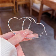 (E)silver occidental style brief exaggerating big circle circle heart-shaped earrings super high personality ear st
