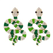 ( green)Street Snap woman earrings creative snake ear stud exaggerating personality brief woman occidental style
