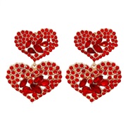 ( red)occidental style exaggerating super Alloy diamond Rhinestone geometry woman heart-shaped Modeling earrings woman E