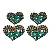 ( green)occidental style exaggerating super Alloy diamond Rhinestone geometry woman heart-shaped Modeling earrings woman