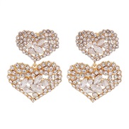 (gold +)occidental style exaggerating super Alloy diamond Rhinestone geometry woman heart-shaped Modeling earrings woman