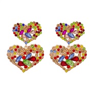 ( Color)occidental style exaggerating super Alloy diamond Rhinestone geometry woman heart-shaped Modeling earrings woman