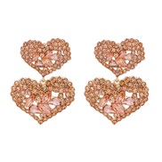 ( Pink)occidental style exaggerating super Alloy diamond Rhinestone geometry woman heart-shaped Modeling earrings woman