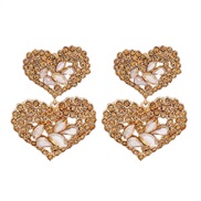 ( champagne)occidental style exaggerating super Alloy diamond Rhinestone geometry woman heart-shaped Modeling earrings 