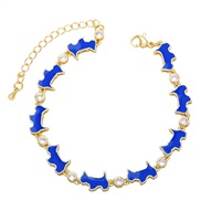 ( Dark blue)occidental style personality lovely sweet cat bracelet Bohemian style color enamel animalbrf