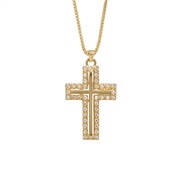 cross pendant necklace woman  fashion occidental style bronze gilded watch-face clavicle chain