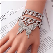 ( White K Set in drill Two piece suit Bracelet)occidental style exaggerating personality diamond butterfly bracelet  al