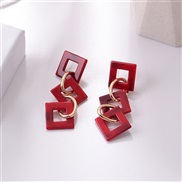 ( red)    four more circle earrings ins occidental style brief fashion personality style