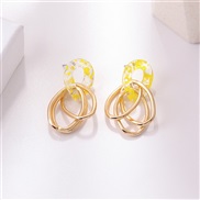 ( yellow)circle circle earrings women occidental style high samll ear stud