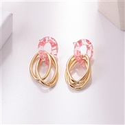 ( Pink)circle circle earrings women occidental style high samll ear stud