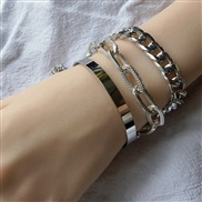 ( Silver)occidental style punk wind bangle bracelet brief Metal creative surface woman set bracelet