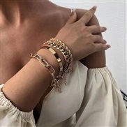 ( Gold)Korea trend punk wind Metal chain multilayer bracelet fashion personality samll bracelet