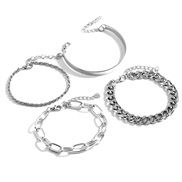 ( Silver)Korea trend punk wind Metal chain multilayer bracelet fashion personality samll bracelet