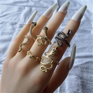 fashion gold silver colorins wind geometry snake ring Bohemia diamond ring