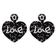 ( black) ethnic style earrings Bohemia leisure love Earring Word beads color earring