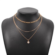 ( Gold)occidental style personality  chain multilayer brief chain fully-jewelled Alloy necklace