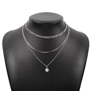( White K)occidental style personality  chain multilayer brief chain fully-jewelled Alloy necklace