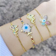 (K)occidental style fashion brief personality color zircon braceletins wind butterfly braceletbrf