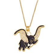 ( black)lovely cartoon elephant necklace occidental style creative personality color enamel diamond samll pendant clavi