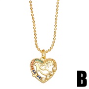 (B)color zircon love necklace occidental style personality brief diamond heart-shapedO crown pendant clavicle chainnkb