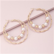 (EZ jinse) occidental style Pearl earrings geometry exaggerating temperament woman ear stud  summer Earring
