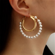 (EZjinse) fashion Alloy Pearl circle earrings brief temperament sweet trend atmospheric Earring woman