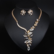 ( gray)  occidental style brief Rhinestone gem necklace earrings set banquet woman fashion