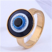 Korea fashion0 stainless steel concise Round eyes opening personality ring