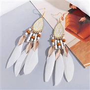 occidental style retro palace ethnic style  Bohemia Metal all-Purpose drop elegant feather Earring earrings
