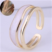 J2582 Korea big new style fashion personality samll concise gold Double layer personality opening ring