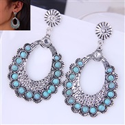 occidental style fashion concise mosaic turquoise Metal drop exaggerating temperament ear stud