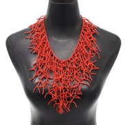 ( red)handmade beads long style tassel necklace three layer beads necklace exaggerating occidental style chain