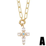 (A)occidental style personality exaggerating diamond cross necklace pendant fashion punk man woman necklacenkb
