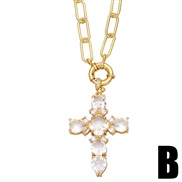 (B)occidental style personality exaggerating diamond cross necklace pendant fashion punk man woman necklacenkb