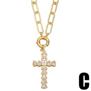 (C)occidental style personality exaggerating diamond cross necklace pendant fashion punk man woman necklacenkb