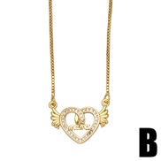 (B)occidental style necklace love pendant diamond zirconnkb