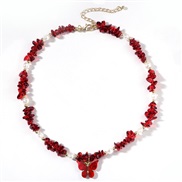 ( red) candy colors butterfly pendant short necklace  spring summer all-Purpose color natural beads clavicle chain new