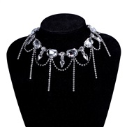( Color)occidental style short style Rhinestone necklace  wind Clothing tassel chain