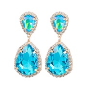 ( blue)fashion colorful diamond series multilayer drop glass diamond diamond earrings woman occidental style wind exagg