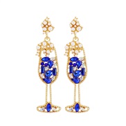 ( blue)retro exaggerating temperament geometry personality woman style earrings earring ear stud