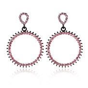 ( Black  Pink) Earring  head occidental style hollow ear stud  brief circle circle earrings