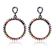 ( Black  Color) arring  head occidental style hollow ear stud  brief circle circle earrings