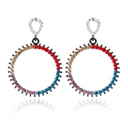 ( Black red + champagne) arring  head occidental style hollow ear stud  brief circle circle earrings
