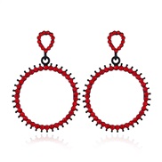 ( Black  red) arring  head occidental style hollow ear stud  brief circle circle earrings