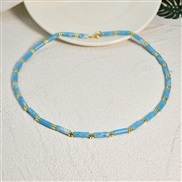 ( blue) mash up color half gem beads necklace all-Purpose woman samll handmade clavicle chain chain