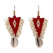 ( A style red)Bohemia wind triangle earrings woman  handmade beads romantic Shells pendant Earring
