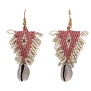 ( A style Pink)Bohemia wind triangle earrings woman  handmade beads romantic Shells pendant arring