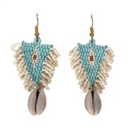 ( A style light blue )Bohemia wind triangle earrings woman  handmade beads romantic Shells pendant arring
