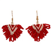 (B Style red)Bohemia wind triangle earrings woman  handmade beads romantic Shells pendant arring
