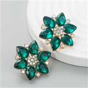 ( green)occidental styleins brief brilliant Alloy diamond flower earrings woman high trend earring Earring